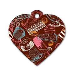 Sweet Food Seamless Pattern Dog Tag Heart (two Sides)