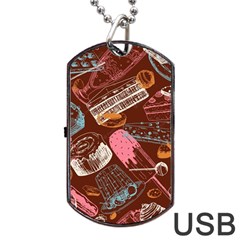 Sweet Food Seamless Pattern Dog Tag Usb Flash (one Side)