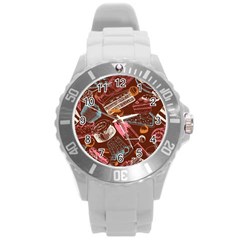 Sweet Food Seamless Pattern Round Plastic Sport Watch (l)