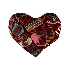 Sweet Food Seamless Pattern Standard 16  Premium Heart Shape Cushions