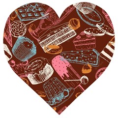 Sweet Food Seamless Pattern Wooden Puzzle Heart