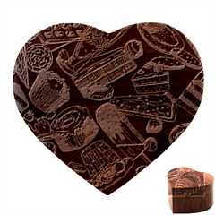 Sweet Food Seamless Pattern Heart Wood Jewelry Box