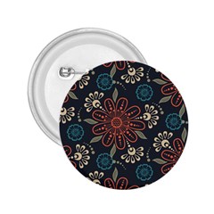 Retro Texture With Orange Flowers Floral 2 25  Buttons