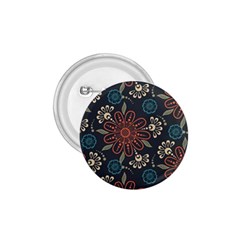 Retro Texture With Orange Flowers Floral 1 75  Buttons