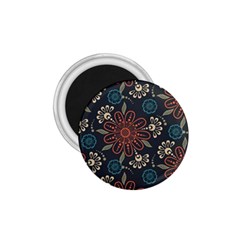 Retro Texture With Orange Flowers Floral 1 75  Magnets