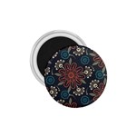 Retro Texture With Orange Flowers Floral 1.75  Magnets Front