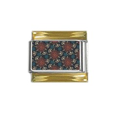 Retro Texture With Orange Flowers Floral Gold Trim Italian Charm (9mm)