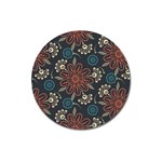 Retro Texture With Orange Flowers Floral Magnet 3  (Round) Front