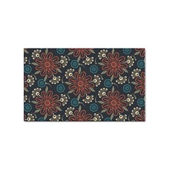 Retro Texture With Orange Flowers Floral Sticker Rectangular (10 Pack)