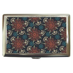 Retro Texture With Orange Flowers Floral Cigarette Money Case