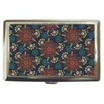 Retro Texture With Orange Flowers Floral Cigarette Money Case Front