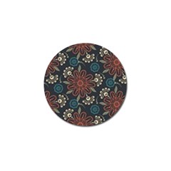 Retro Texture With Orange Flowers Floral Golf Ball Marker