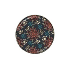 Retro Texture With Orange Flowers Floral Hat Clip Ball Marker (4 Pack)