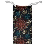 Retro Texture With Orange Flowers Floral Jewelry Bag Front