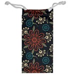 Retro Texture With Orange Flowers Floral Jewelry Bag Back