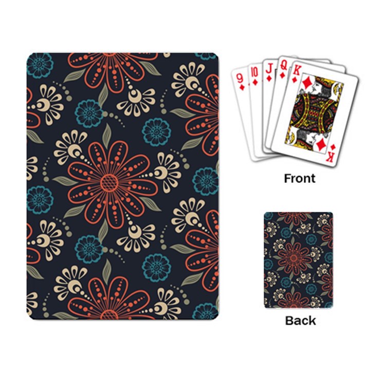 Retro Texture With Orange Flowers Floral Playing Cards Single Design (Rectangle)