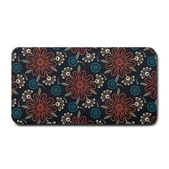 Retro Texture With Orange Flowers Floral Medium Bar Mat