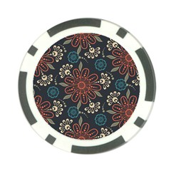 Retro Texture With Orange Flowers Floral Poker Chip Card Guard