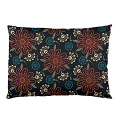 Retro Texture With Orange Flowers Floral Pillow Case