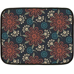 Retro Texture With Orange Flowers Floral Fleece Blanket (mini)