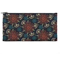 Retro Texture With Orange Flowers Floral Pencil Cases