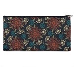 Retro Texture With Orange Flowers Floral Pencil Cases Back