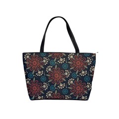 Retro Texture With Orange Flowers Floral Classic Shoulder Handbag