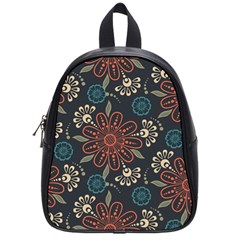 Retro Texture With Orange Flowers Floral School Bag (small)