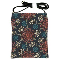 Retro Texture With Orange Flowers Floral Shoulder Sling Bag