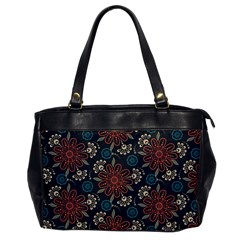 Retro Texture With Orange Flowers Floral Oversize Office Handbag