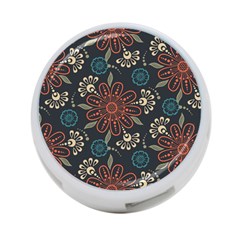 Retro Texture With Orange Flowers Floral 4-port Usb Hub (one Side)