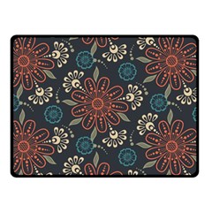 Retro Texture With Orange Flowers Floral Fleece Blanket (small)