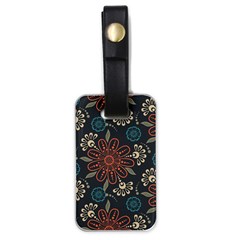 Retro Texture With Orange Flowers Floral Luggage Tag (one Side)