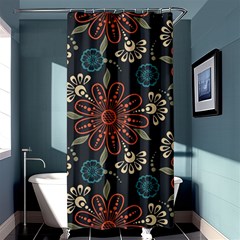 Retro Texture With Orange Flowers Floral Shower Curtain 36  X 72  (stall) 