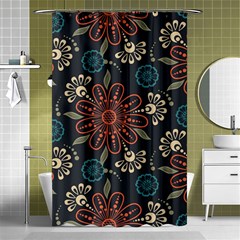 Retro Texture With Orange Flowers Floral Shower Curtain 48  X 72  (small) 