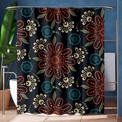 Retro Texture With Orange Flowers Floral Shower Curtain 60  X 72  (medium) 