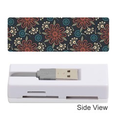 Retro Texture With Orange Flowers Floral Memory Card Reader (stick)