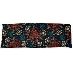 Retro Texture With Orange Flowers Floral One Side Body Pillow Cases