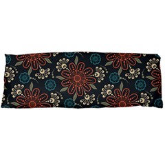 Retro Texture With Orange Flowers Floral 21 x60  Body Pillow Case Dakimakura (two Sides)