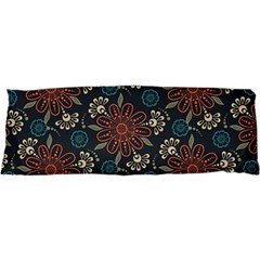 Retro Texture With Orange Flowers Floral 17 x47  Body Pillow Case Dakimakura (two Sides)