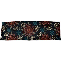 Retro Texture With Orange Flowers Floral 21 x63  Body Pillow Case Dakimakura (two Sides)