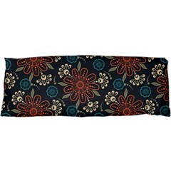 Retro Texture With Orange Flowers Floral 25 x67  Body Pillow Case Dakimakura (two Sides) by Paksenen