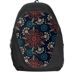 Retro Texture With Orange Flowers Floral Backpack Bag