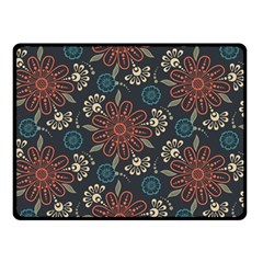 Retro Texture With Orange Flowers Floral Two Sides Fleece Blanket (small)