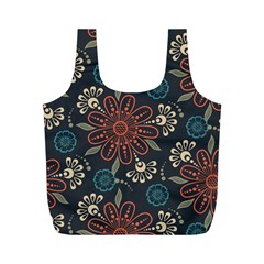 Retro Texture With Orange Flowers Floral Full Print Recycle Bag (m)