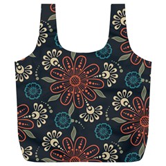 Retro Texture With Orange Flowers Floral Full Print Recycle Bag (xl)