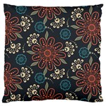 Retro Texture With Orange Flowers Floral Large Premium Plush Fleece Cushion Case (Two Sides) Back