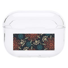 Retro Texture With Orange Flowers Floral Hard Pc Airpods Pro Case