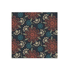 Retro Texture With Orange Flowers Floral Satin Bandana Scarf 22  X 22 