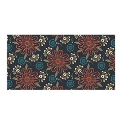 Retro Texture With Orange Flowers Floral Satin Wrap 35  X 70 